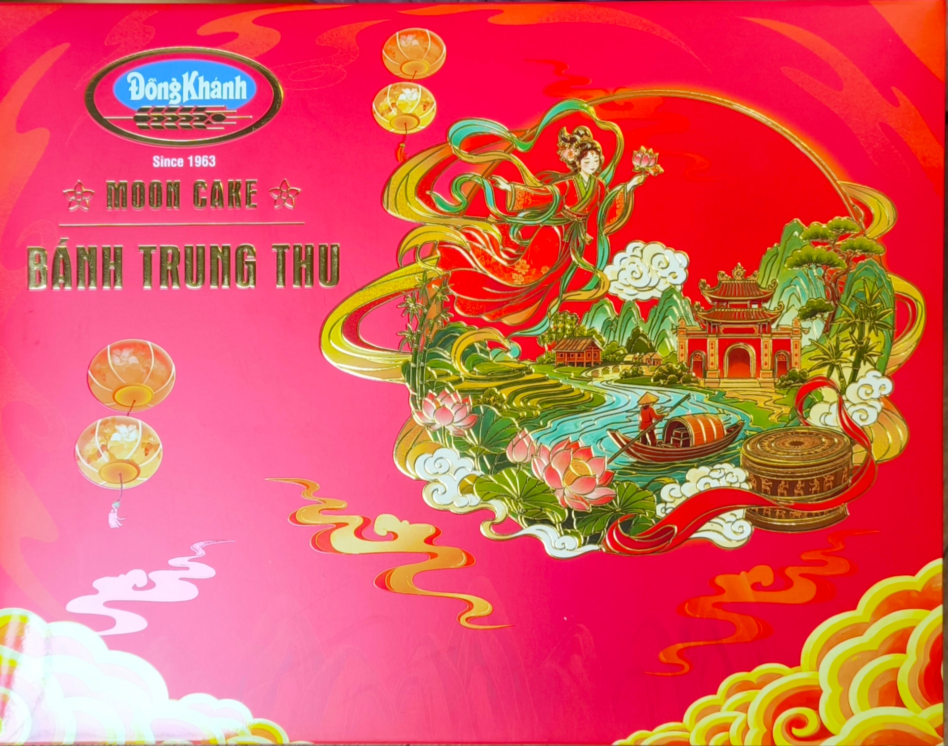 Hộp 4 bánh tuỳ chọn – mặt chính, trực diện — bánh trung thu Đồng Khánh Bông Lúa Vàng